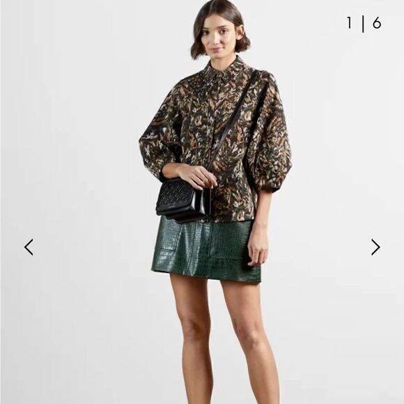 Ted Baker London Tops - Ted Baker Evrett Lantern Sleeve Shirt Khaki Size 4 - US 12